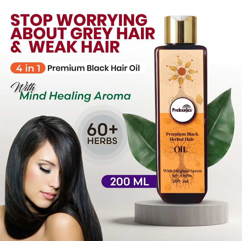 Prabanjas Premium 4 in 1  Black 60+ Herbal Hair Oil - 200 Ml 𝗣𝗿𝗮𝗯𝗮𝗻𝗷𝗮𝘀®